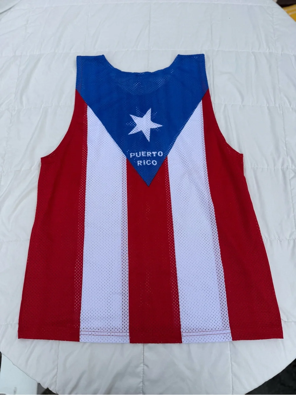 Puerto Rico Flag Mesh Tank Top - Red/White/Blue